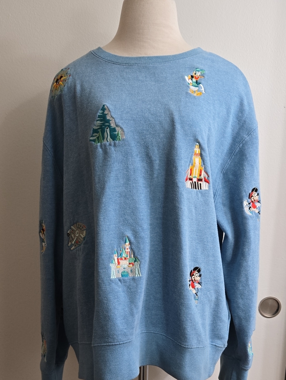 Disney Light Blue Embroidered Character Sweatshirt